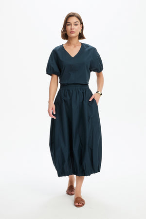 PIN TUCK HEM POPLIN SKIRT