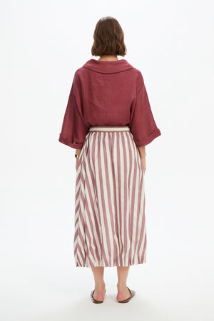 PIN TUCK HEM STRIPE SKIRT