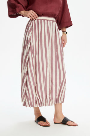 PIN TUCK HEM STRIPE SKIRT