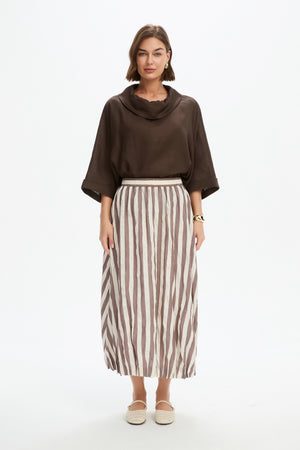 PIN TUCK HEM STRIPE SKIRT