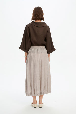 PIN TUCK HEM STRIPE SKIRT