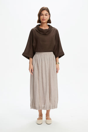 PIN TUCK HEM STRIPE SKIRT