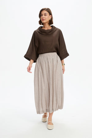 PIN TUCK HEM STRIPE SKIRT