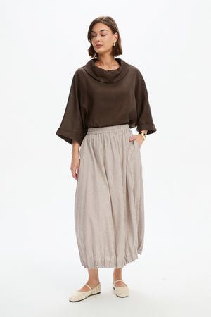 PIN TUCK HEM STRIPE SKIRT