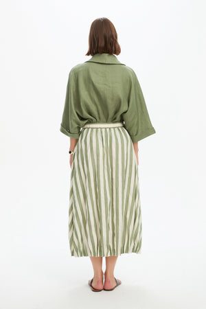 PIN TUCK HEM STRIPE SKIRT