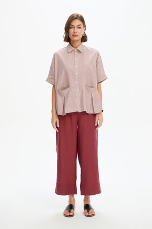 PLEAT POCKET STRIPE SHIRT