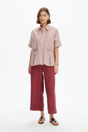 PLEAT POCKET STRIPE SHIRT