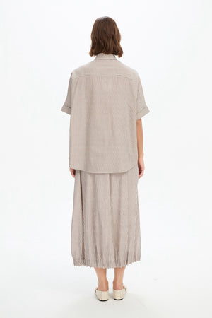PLEAT POCKET STRIPE SHIRT
