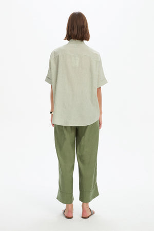 PLEAT POCKET STRIPE SHIRT