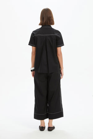PLEATED CONTRAST SHIRT black  back