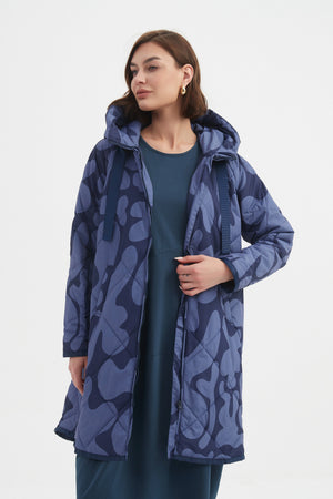PRINT ZIP HEM WINTER COAT