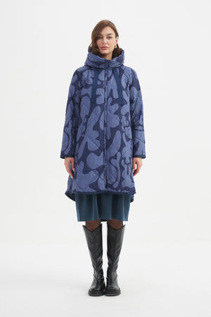 PRINT ZIP HEM WINTER COAT