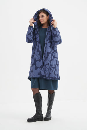 PRINT ZIP HEM WINTER COAT