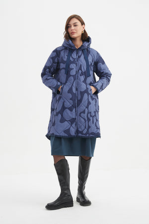 PRINT ZIP HEM WINTER COAT