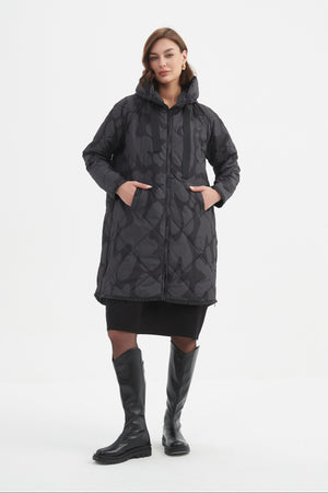 PRINT ZIP HEM WINTER COAT
