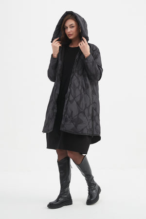 PRINT ZIP HEM WINTER COAT