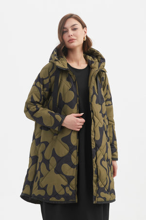 PRINT ZIP HEM WINTER COAT