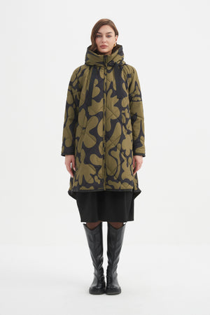 PRINT ZIP HEM WINTER COAT