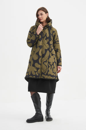 PRINT ZIP HEM WINTER COAT