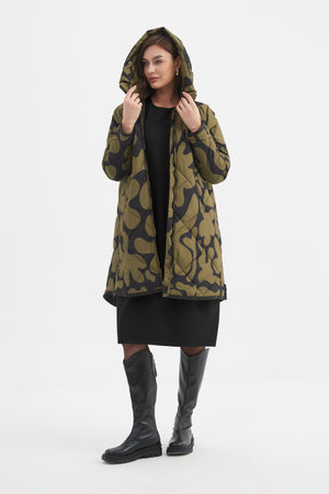 PRINT ZIP HEM WINTER COAT