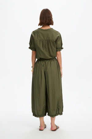 RUFFLE CUFF POPLIN PANT