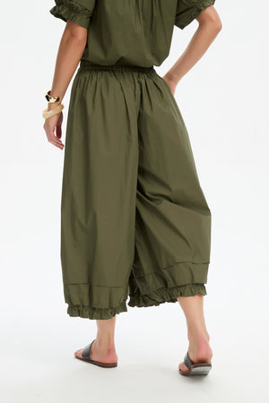 RUFFLE CUFF POPLIN PANT