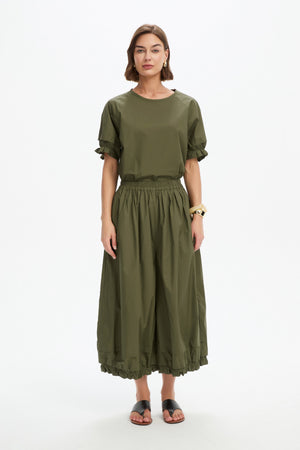 RUFFLE CUFF POPLIN PANT
