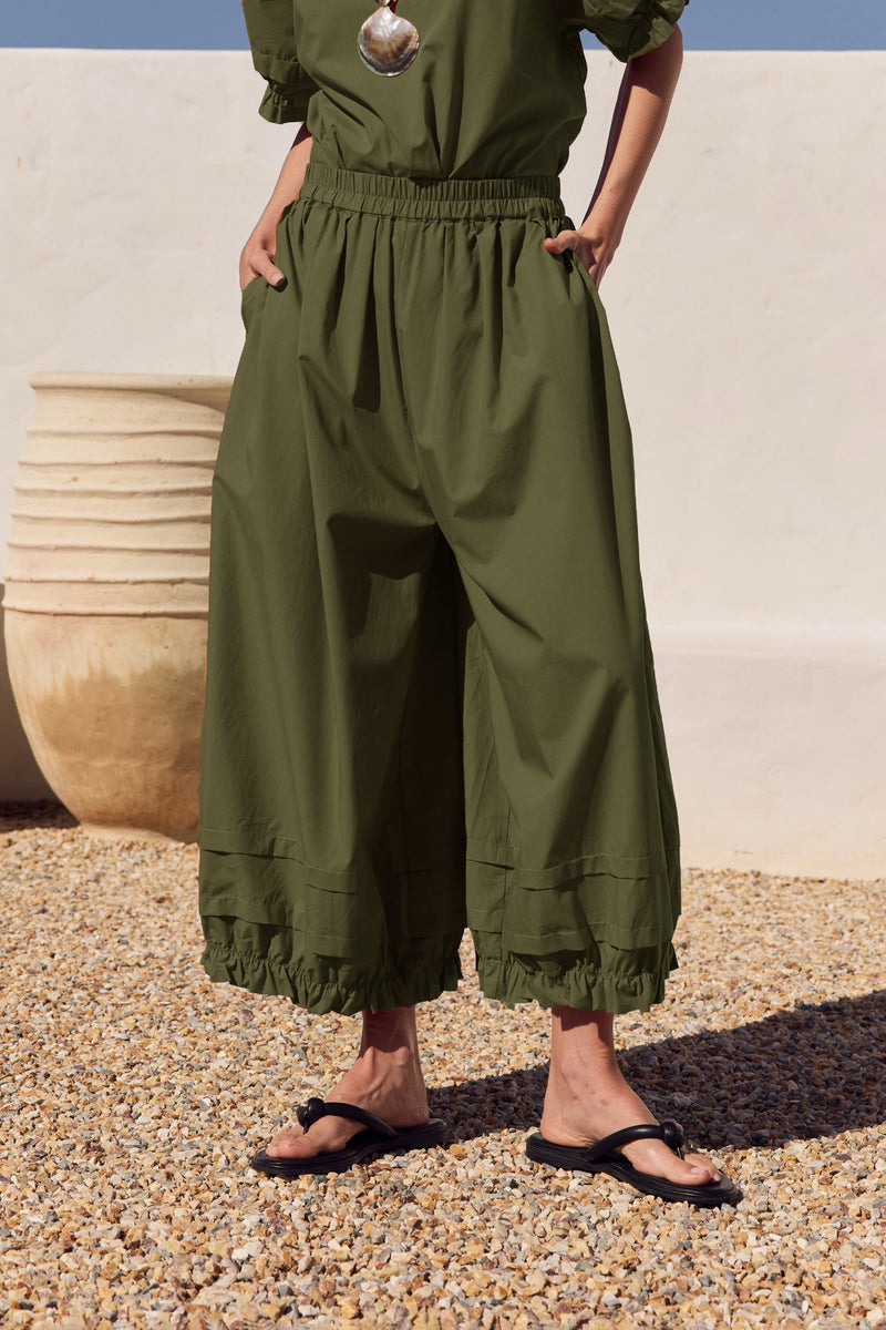 RUFFLE CUFF POPLIN PANT