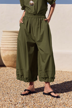 RUFFLE CUFF POPLIN PANT