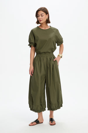 RUFFLE CUFF POPLIN PANT