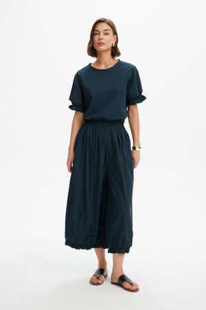 RUFFLE CUFF POPLIN PANT