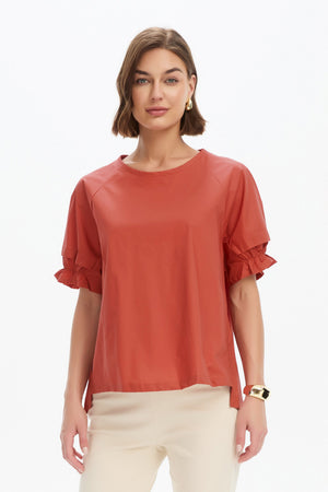 RUFFLE SLEEVE DETAIL TOP