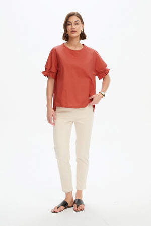 RUFFLE SLEEVE DETAIL TOP