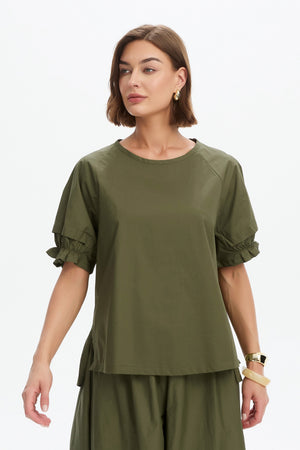 RUFFLE SLEEVE DETAIL TOP