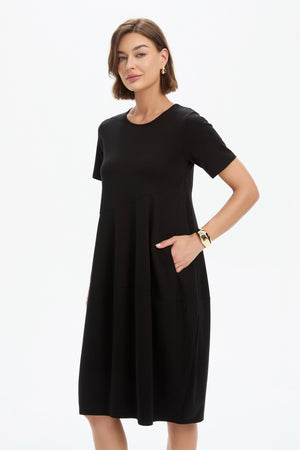 SHORT SLEEVE DIAGONAL SEAM DRESS
