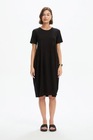 SHORT SLEEVE DIAGONAL SEAM DRESS