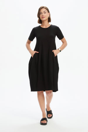 SHORT SLEEVE DIAGONAL SEAM DRESS