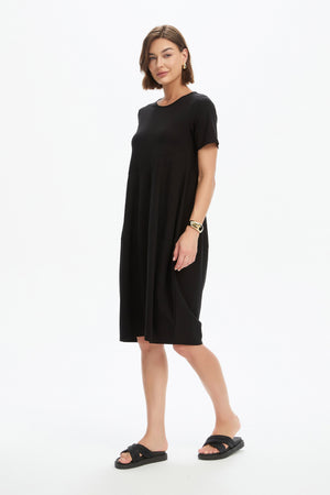 SHORT SLEEVE DIAGONAL SEAM DRESS