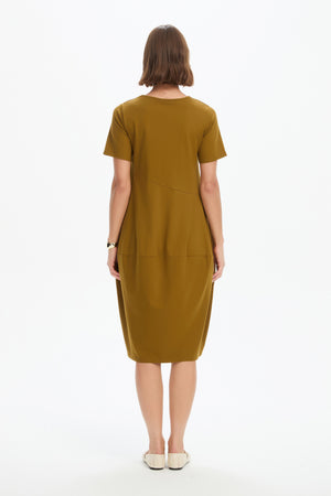 SHORT SLEEVE DIAGONAL SEAM DRESS