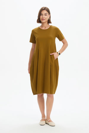 SHORT SLEEVE DIAGONAL SEAM DRESS