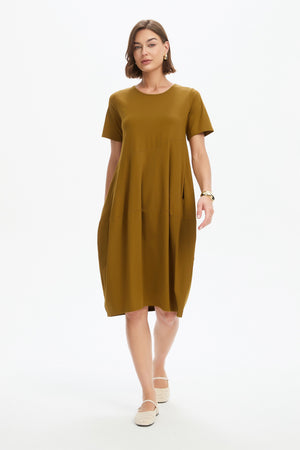 SHORT SLEEVE DIAGONAL SEAM DRESS