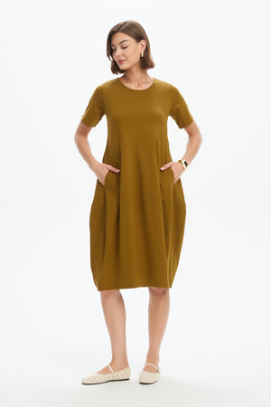 SHORT SLEEVE DIAGONAL SEAM DRESS