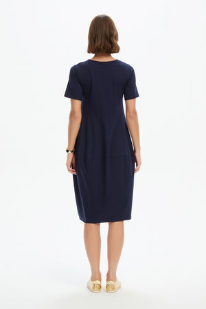 SHORT SLEEVE DIAGONAL SEAM DRESS