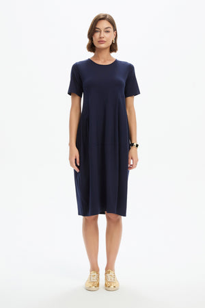 SHORT SLEEVE DIAGONAL SEAM DRESS