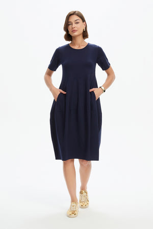 SHORT SLEEVE DIAGONAL SEAM DRESS