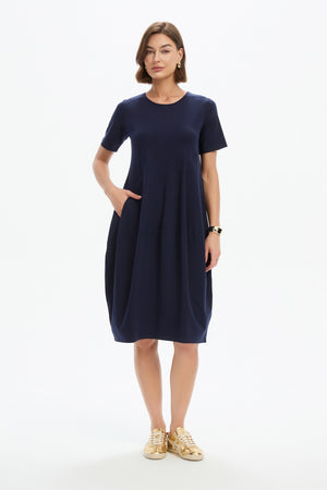 SHORT SLEEVE DIAGONAL SEAM DRESS