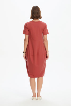 SHORT SLEEVE DIAGONAL SEAM DRESS