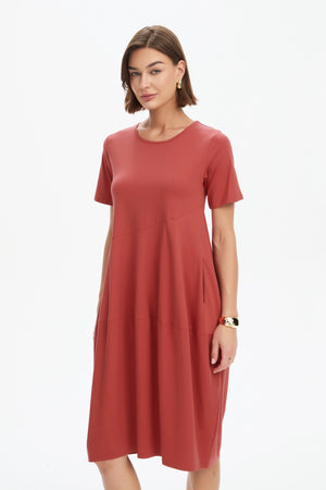 SHORT SLEEVE DIAGONAL SEAM DRESS