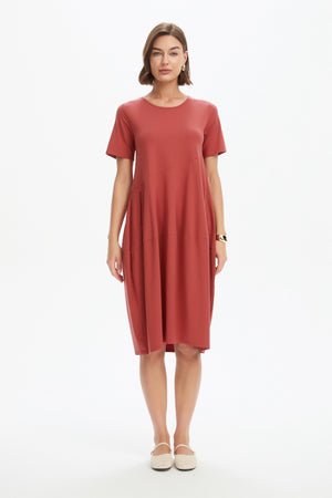 SHORT SLEEVE DIAGONAL SEAM DRESS