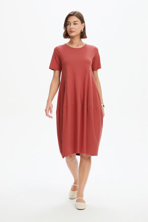 SHORT SLEEVE DIAGONAL SEAM DRESS